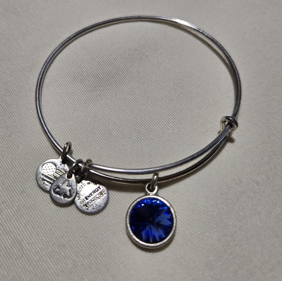 Alex and Ani Silver Bracelet with Blue September Birthstone Charm - Picture 1 of 2